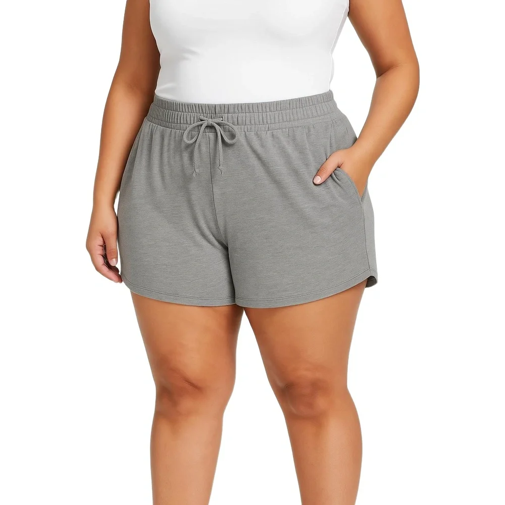 ATHLETIC WORKS Gray‎ Casual Lightweight Knit Drawstring Shorts Womens Size XXL